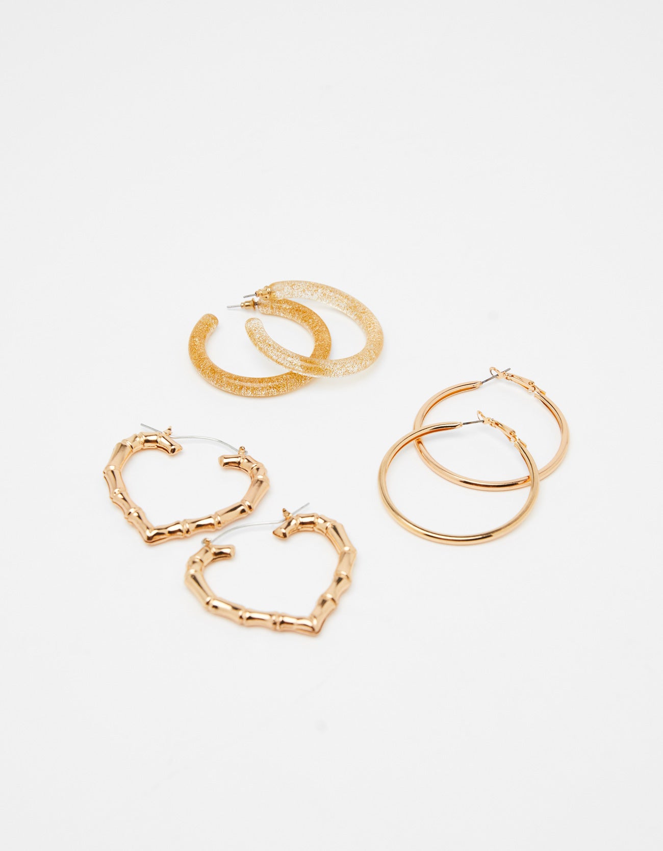 Set of 3 pairs of hoop earrings