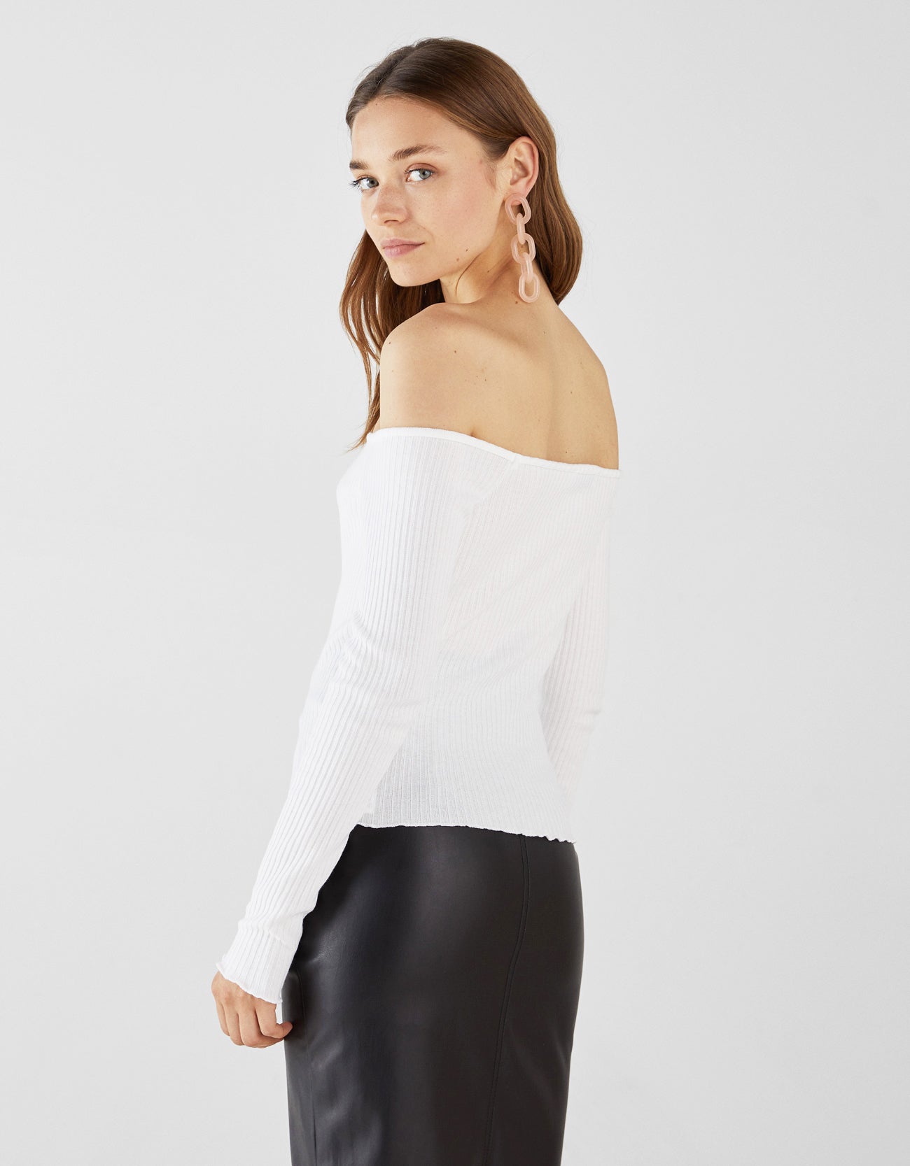 Button-up off the Shoulder Top