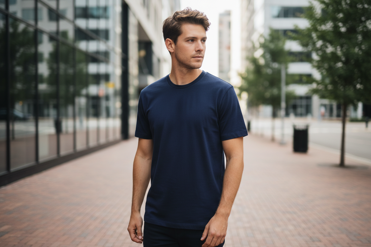 Navy Blue Minimal Plain Tee