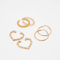 Set of 3 pairs of hoop earrings