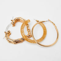 Set of 3 pairs of hoop earrings