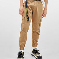Slogan-printed canvas belt