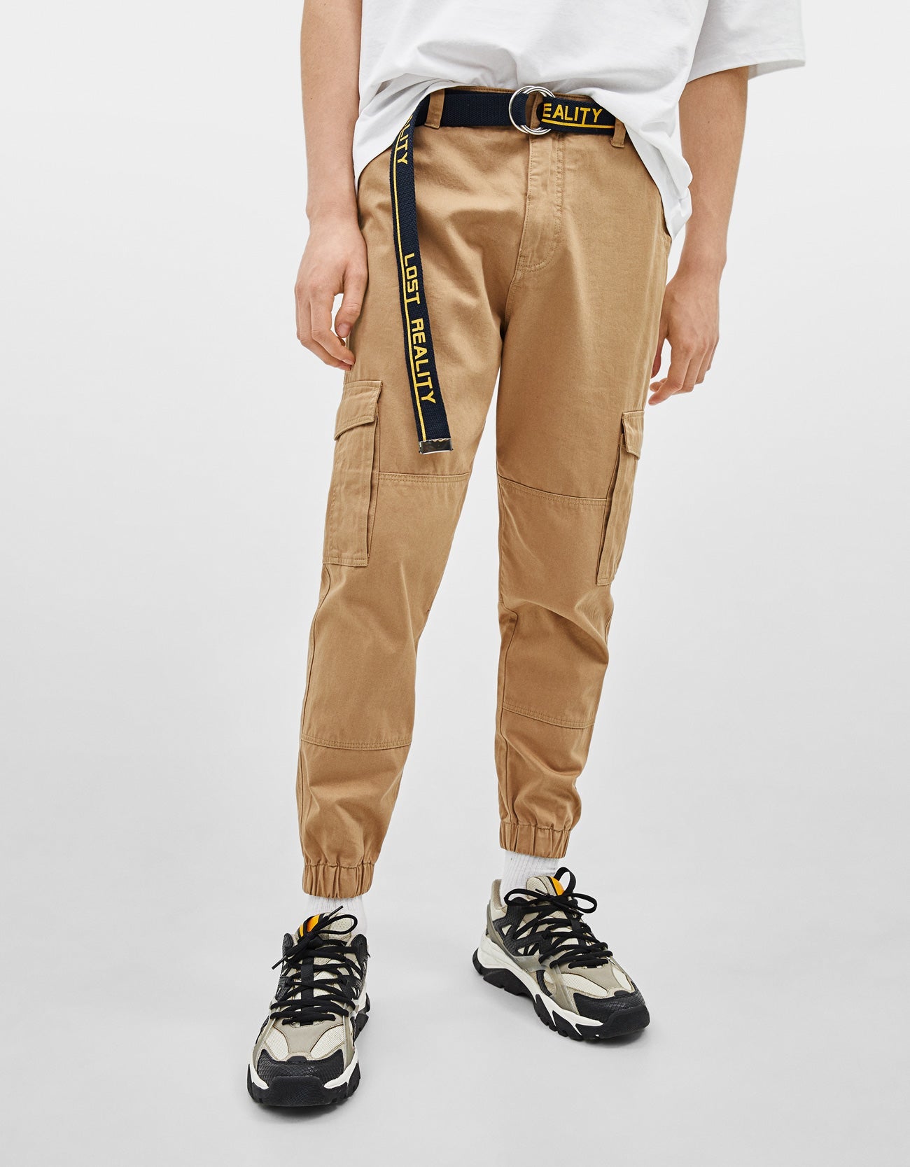Slogan-printed canvas belt