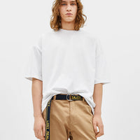 Slogan-printed canvas belt