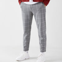 Drawstring checked jogging trousers