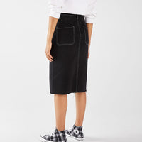 Midi button-up denim skirt