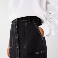 Midi button-up denim skirt