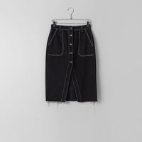 Midi button-up denim skirt