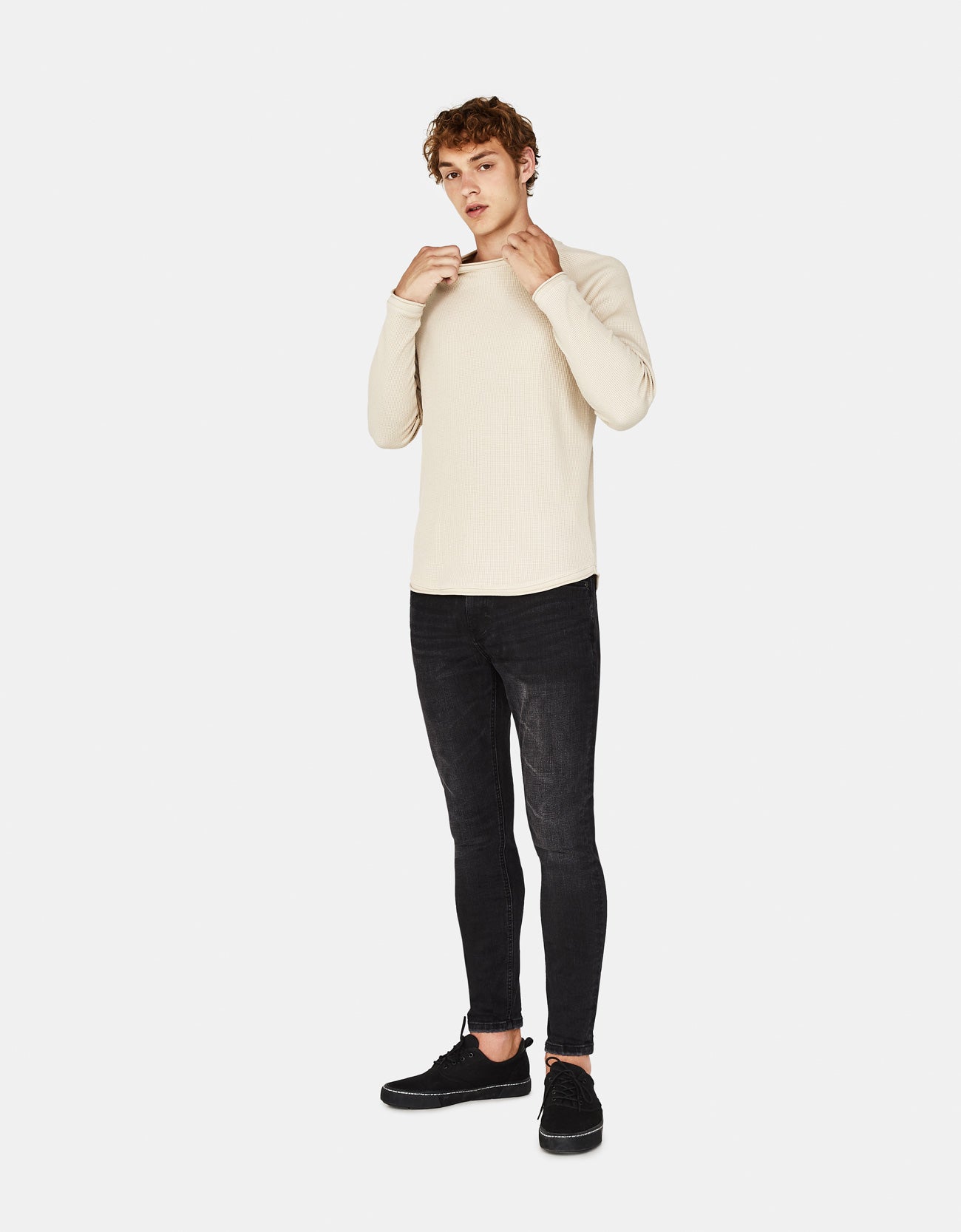 Waffle knit sweater