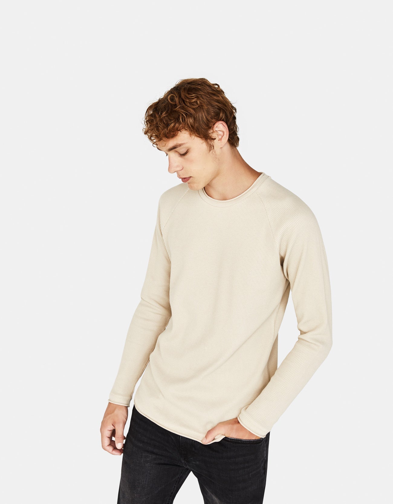 Waffle knit sweater
