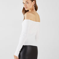 Button-up off the Shoulder Top