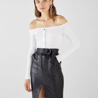 Button-up off the Shoulder Top