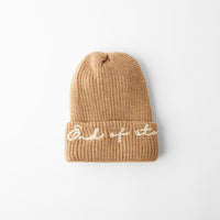 Knit beanie with slogan