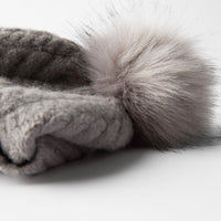 Hat with faux fur pompom