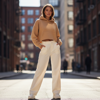 Sand Beige Cropped Hoodie