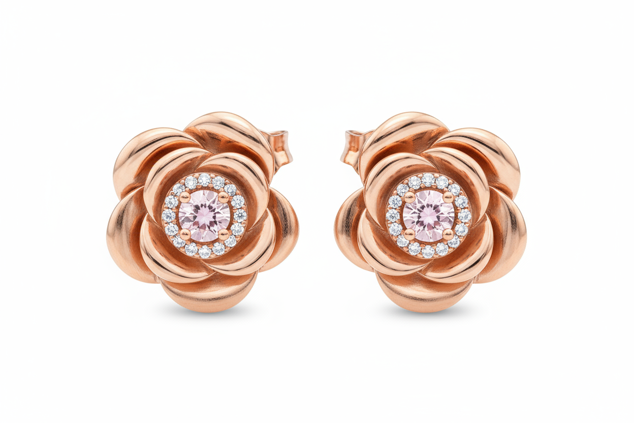 Elegant Rose Gold Stud Earrings