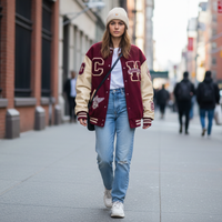 Burgundy Cream Varsity Jacket