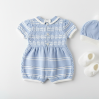 Blue Knitted Romper - Back View