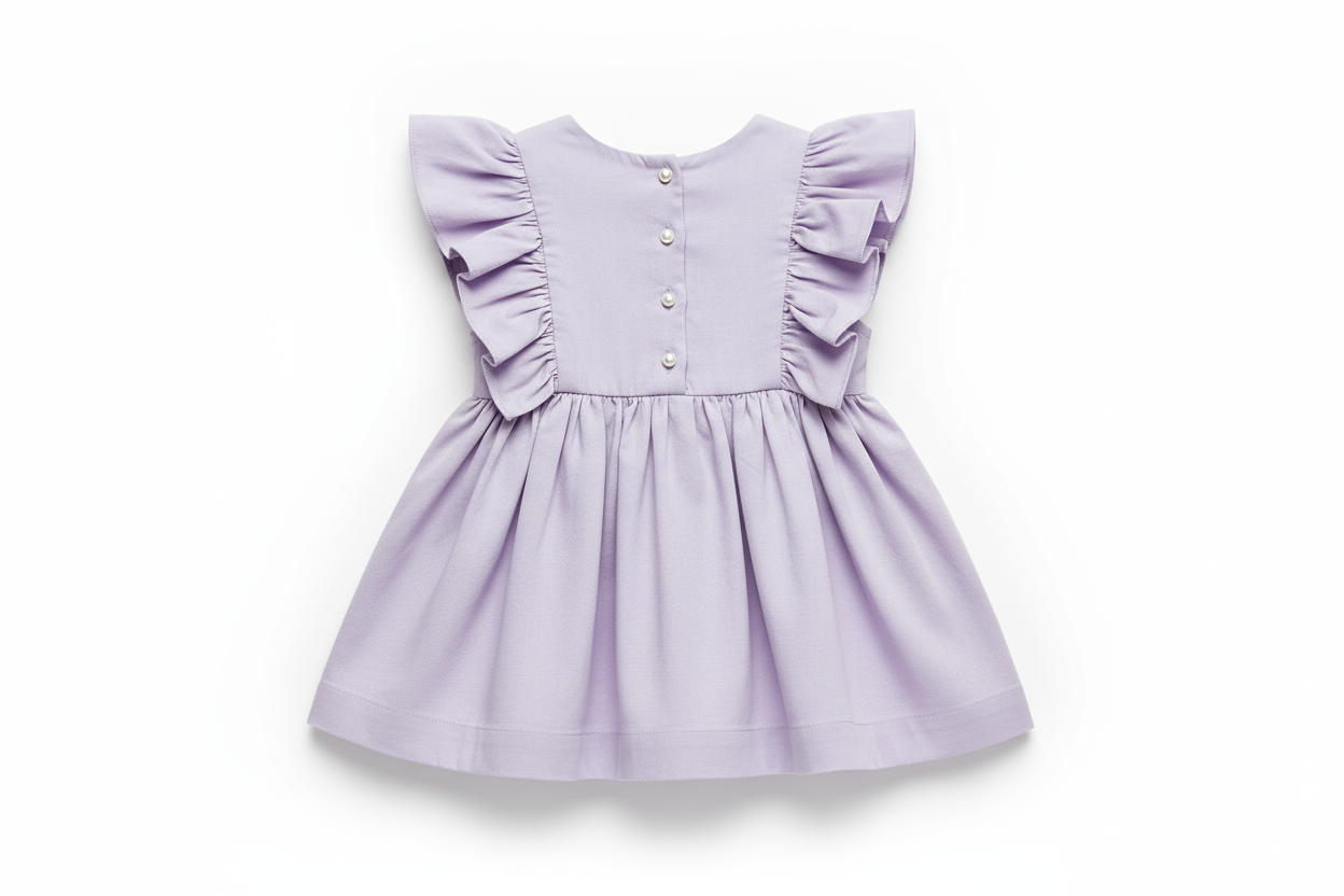 Ruffle Dress Back View - Lavender