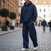 Navy Blue Wide-Leg Joggers