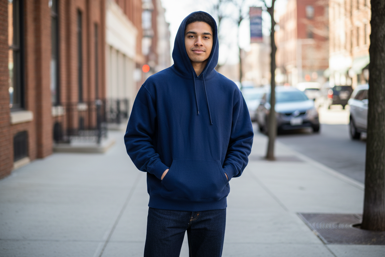 Navy Blue Pullover Hoodie