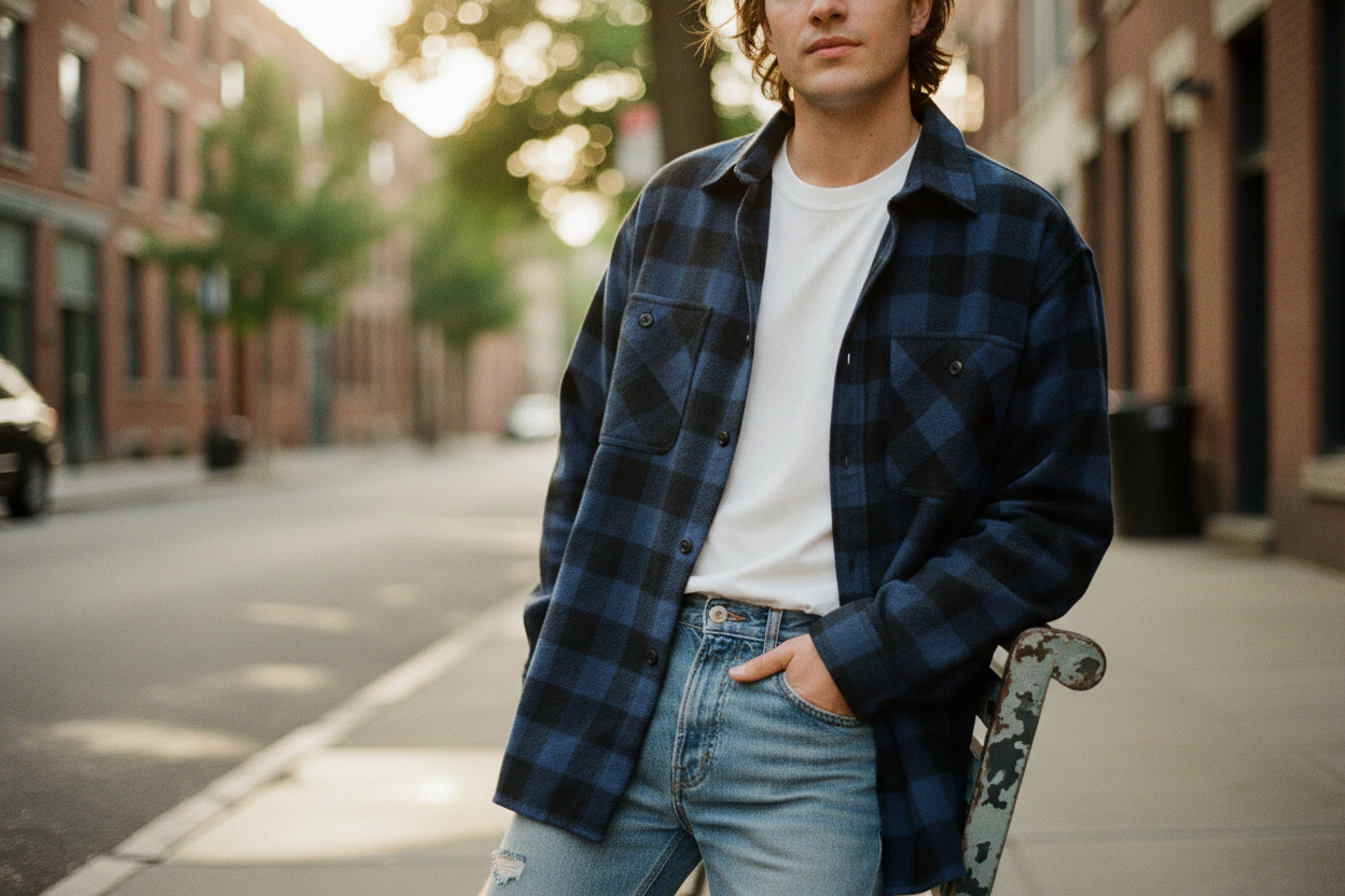 Blue Black Flannel Shirt