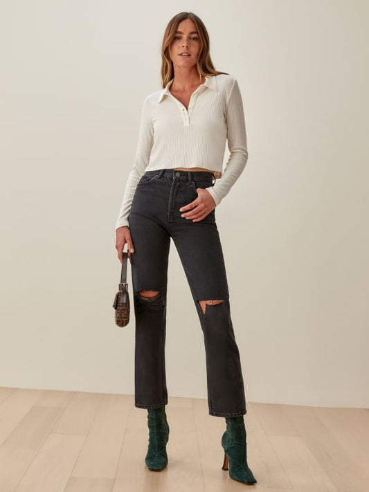 High Rise Straight Jeans