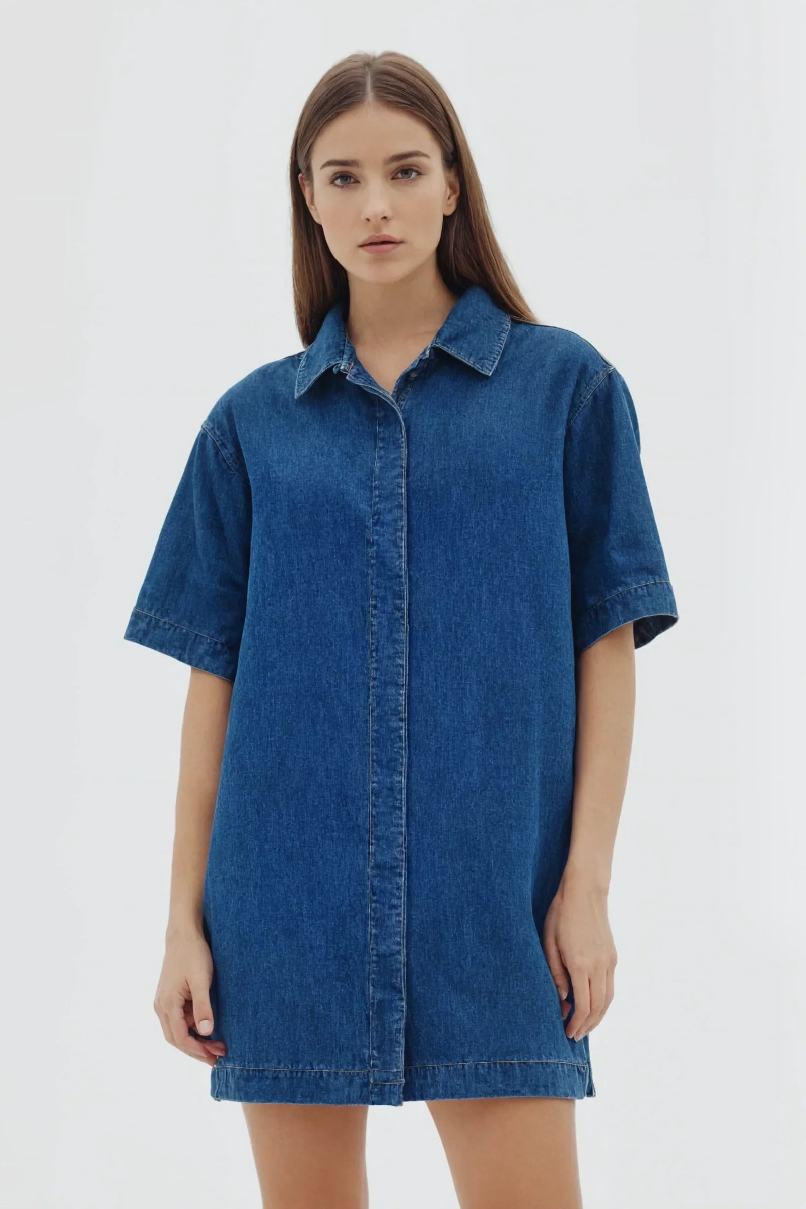 Denim Mini Shirt Dress